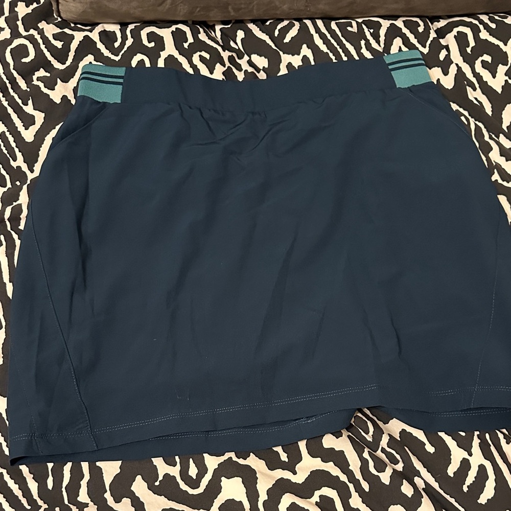 Dark Teal Blue Golf Skirt with Teal Stripes